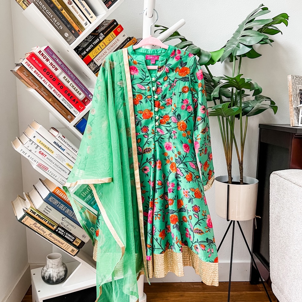 Biba Girls Indian / Pakistan Floral Anarkali Set